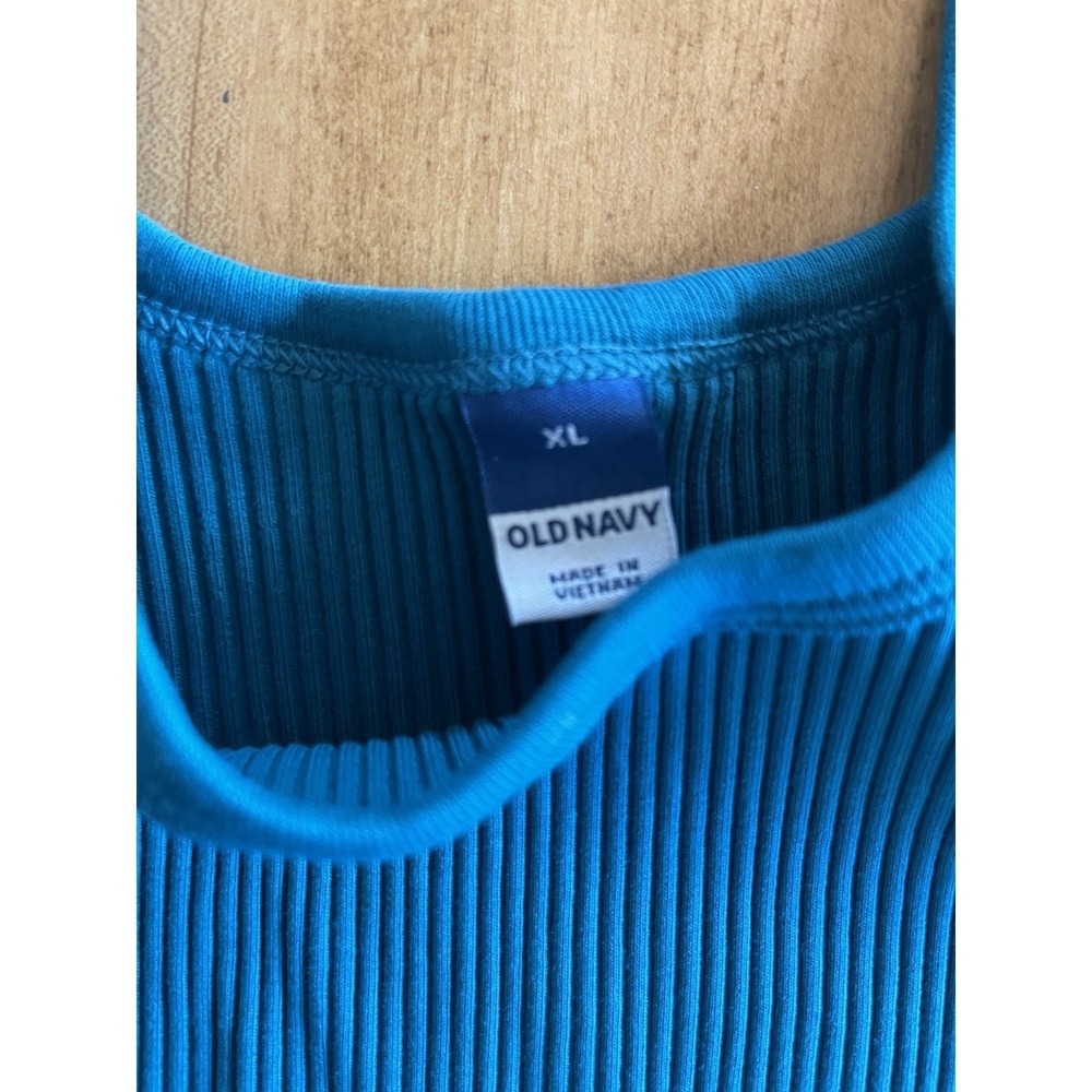 Old Navy Women's Ribbed Knit Crop Tank Tops Sz XL Teal Blue NEW Summer - Picture 3 of 7